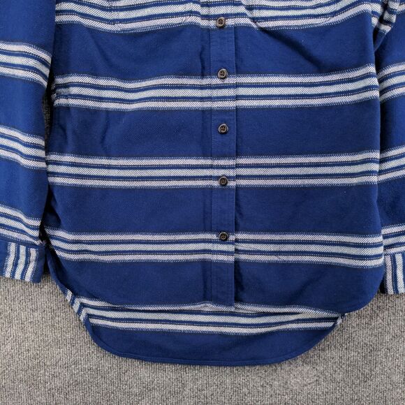 Duluth Trading Co Men's Button Up Shirt Blue Striped Small Long Sleeve - Picture 4 of 11